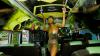 female standing in a bus