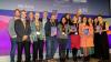 A group of smiling people with author Michael Rosen at the British Council ELTons awards.
