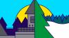 Town and snowy, mountain landscapes