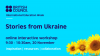 Stories from Ukraine graphic with date (20 November) and time (09:30) of event along with sunflowers on a blue ground to represent Ukraine