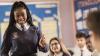 School student learning languages in classroom