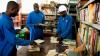 Men in library