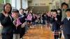 Students and teachers in Mt Koya elementary school welcome visitors