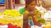 Woman working at her flower stall in Hyderabad, India