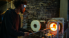 Artist Jahday Ford glassblowing in the UK as part of Crafting Futures