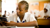 A girl studying in a classroom 
