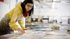 An arts student working in a studio