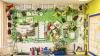 A classroom display of a rainforest project